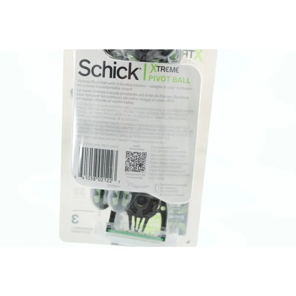 Men Razor Schick 3 Pack Xtreme Pivot Ball Disposable Razor‎ 2 Pcs